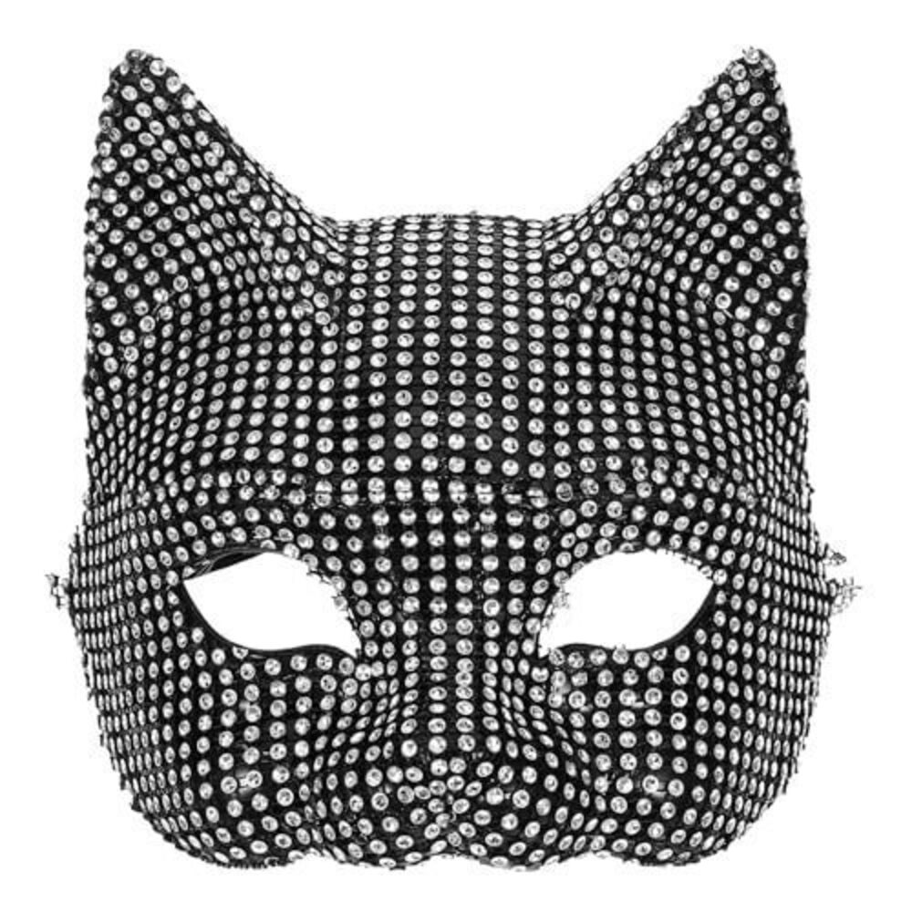 6794 Rhinestone Cat Mask Halloween Masquerade Mask Sparkly Cats Cosplay